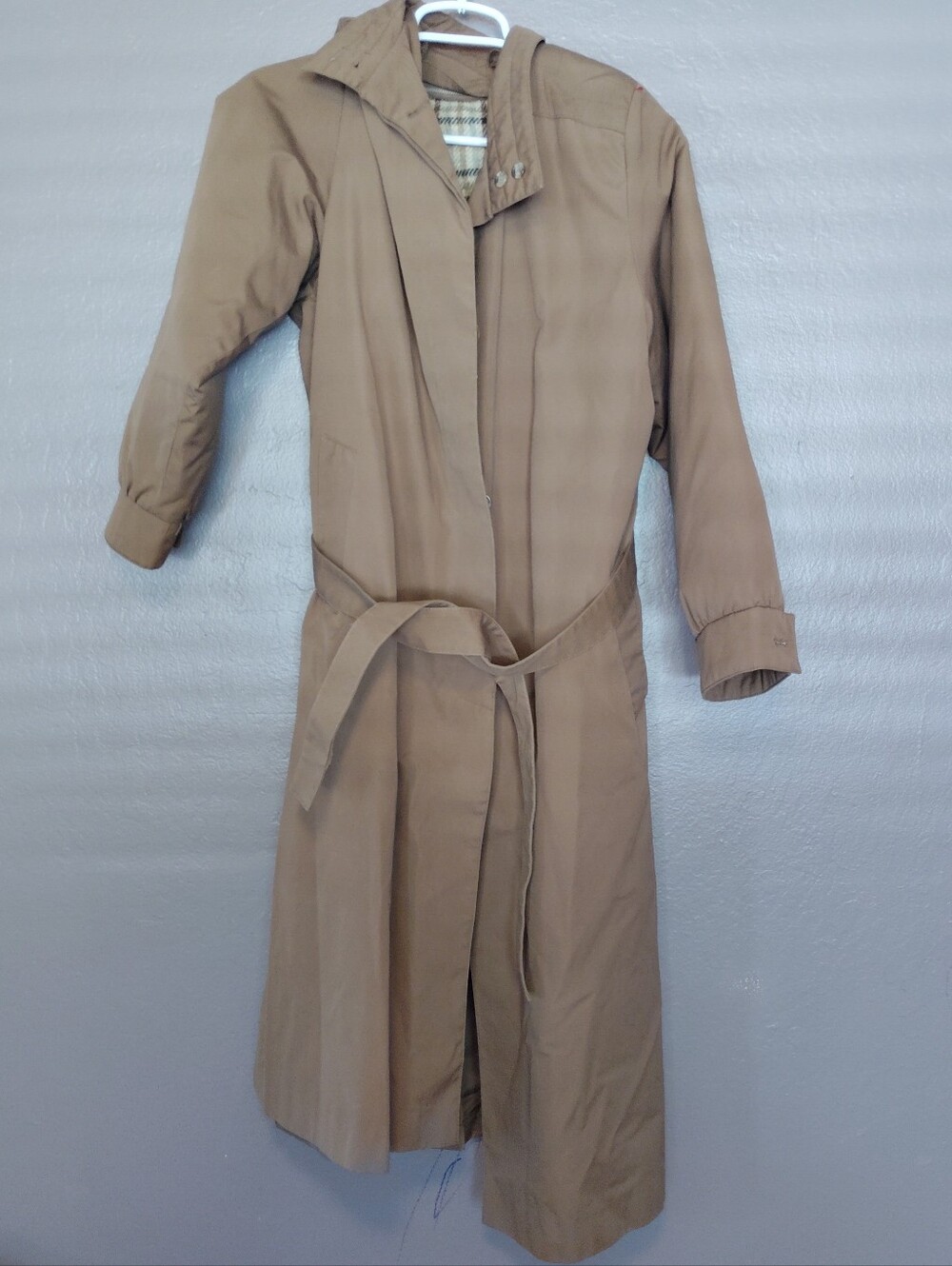 Vintage Classic Belted Trench Coat Plaid Lined Removable Liner Minimalist Xl